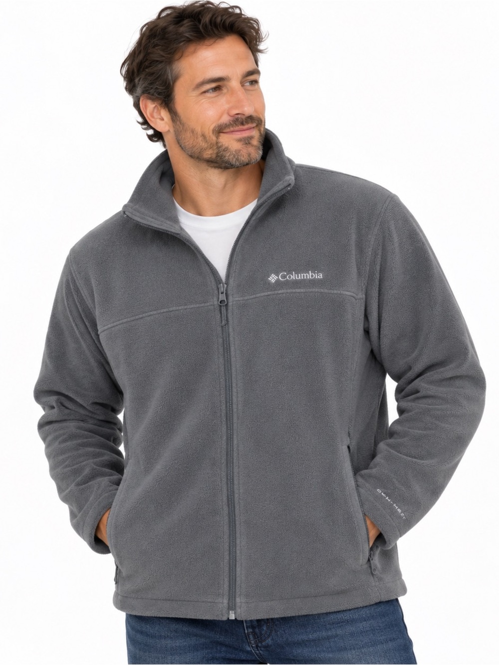 Columbia Omni-Heat Gray Full Zip Fleece Jacket Size XL